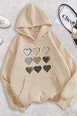 Unisex Oversize Kalp Baskılı Sweatshirt