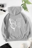 Unisex Drawing Butterflies Sırt Baskılı Sweatshirt