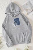 Unisex Minimal Line Drawing Baskılı Sweatshirt