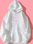 Kalp Baskılı Unisex Oversize Sweatshirt