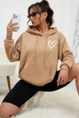 Unisex Heart Baskılı Oversize Sweatshirt