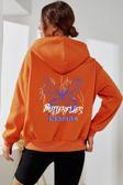 Unisex Butterfly & Letter Graphic Baskılı Sweatshirt