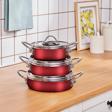 Karaca Ateş Emaye 6 Parça Omlet Sahan Set Bordo