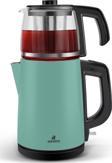 Karaca Tea Glass 2 In 1 Çelik Çay Makinesi Ve Kettle Blue Mist