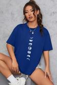 Unisex Moon Phases Baskılı T-shirt