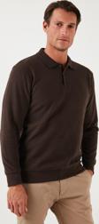 Buratti Pamuk Karışımlı Regular Fit Polo Yaka Erkek Kazak 456223 KAHVE