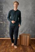 Kly 7027 Erkek Jakar Midi Yaka Pijama Takım