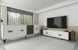 Cantek Dizayn Cherryct 180 Cm Konsol (Kx180) Ve Tv Sehpası 2'Li Salon Takımı Beyaz-Ceviz