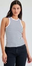 WAK Kadın Beyaz Çizgili Halter Yaka Basic Bluz