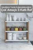 Jest Dekor Konsept Simge Beyaz Ahşap 3 Katlı Baharatlık - Organizer - Dekoratif Raf - Çok Amaçlı Kullanım - Kolay Montaj