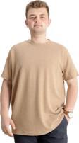 Modexl Büyük Beden Erkek T-Shirt Bisiklet Yaka Waffle 20033 Bej