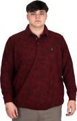 Modexl Büyük Beden Erkek Polo Yaka Sweatshirt Baskılı Selanik U24440 Bordo