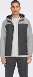 Only & Sons Erkek Onsmack Su Geçirmez Kapüşonlu Ceket 22024207 Gri