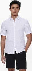 Only & Sons Erkek Onscaıden Slim Fit Kısa Kollu Keten Gömlek 22009885 Beyaz