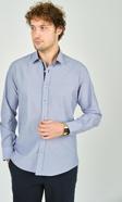 De Leone Erkek Slim Fit Uzun Kollu %100 Pamuk Gömlek 2008 Mavi