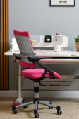 Creo Mobili Yükseklik Ayarlı Vega Plus Çalışma Sandalyesi, Ofis ve Bilgisayar Koltuğu Fuşya/Fuşya 45x57 cm