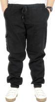 Modexl Büyük Beden Pantolon Gabardin Kargo Jogger Doğa 21927 Siyah
