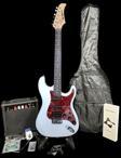 Müzikhane Elektro Gitar Set Beyaz Hss Manyetikli 15W Amfi (Gitar-Amfi-Kablo-Askı-Kapo-Akort Cihazı-Yedek Tel)
