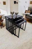Mobievim Milano Siyah Metal Ayaklı Füme Aynalı Zigon Sehpa 40x55 cm
