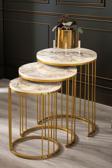 Mobievim Roma Gold Metal Ayaklı Mermer Desenli Mdf'Li Zigon Sehpa 47x47 cm
