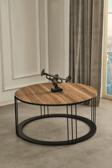 Mobievim Roma Siyah Metal Ayaklı Ceviz Kaplama Mdf'Li Orta Sehpa 47x47 cm