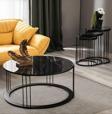 Mobievim Roma Siyah Metal Ayaklı Mermer Desenli Mdf'Li Sehpa Seti 47x47 cm