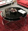 Mobievim Soso Krom Kaplama Siyah Camlı Metal Orta Sehpa 90x90 cm