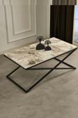Mobievim Venedik Siyah Metal Ayaklı Mermer Desenli Mdf'Li Orta Sehpa 60x110 cm