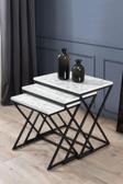 Mobievim Venedik Siyah Metal Ayaklı Mermer Desenli Mdf'Li Zigon Sehpa 40x55 cm