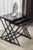 Mobievim Venedik Siyah Metal Ayaklı Mermer Desenli Mdf'Li Zigon Sehpa 45x55 cm