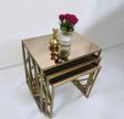 Mobievim Venice Gold Metal Ayaklı Bronz Aynalı Zigon Sehpa 40x55 cm