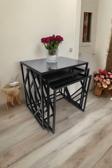 Mobievim Venice Siyah Metal Ayaklı Füme Aynalı Zigon Sefpa 40x55 cm