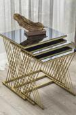 Mobievim Vienna Gold Metal Ayaklı Füme Aynalı Zigon Sehpa 40x55 cm