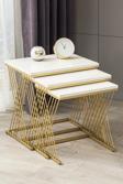 Mobievim Vienna Gold Metal Ayaklı Mdf'Li Zigon Sehpa 45x55 cm