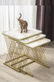 Mobievim Vienna Gold Metal Ayaklı Mermer Desenli Mdf'Li Zigon Sehpa 45x55 cm