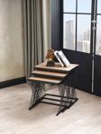 Mobievim Vienna Siyah Metal Ayaklı Ceviz Kaplama Zigon Sehpa 40x55 cm