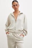 Fermuarlı Sweatshirt Taş