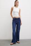 Yüksel Bel Wide Leg Jean Lacivert