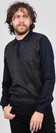 Woolman Erkek Desenli Polo Yaka Yün Kazak 1572001 Lacivert