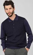 Woolman Erkek Desenli Polo Yaka Yün Kazak 1571133 Indigo