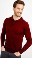 Desen Triko Erkek Basic Polo Yaka İnce Triko Kazak 02421601 Bordo