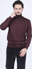 Woolen World Erkek Desenli Tam Balıkçı Triko Yün Kazak 5596984 Bordo