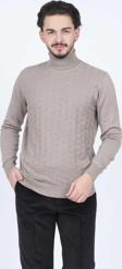 Raymons Erkek Desenli Tam Balıkçı Triko Kazak 67822507 Taş