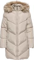 Only Kadın Onlmynte Kapüşonu Kürklü Uzun Puffer Mont 15238323 Bej