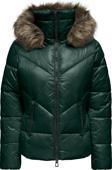 Only Kadın Onlfever Kapüşonu Kürklü Puffer Mont 15322003 Yeşil