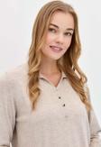 Desen Triko Kadın Polo Yaka Angelina Basic Kazak 23026 B.Melanj