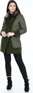 Veger Kadın Kürklü Yaka Çift Kumaş Detaylı Kapitone Kaban 3346 Yeşil