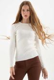 Fashion Friends Kadın Fitilli Bisiklet Yaka Kazak 23K0290K1 Ekru