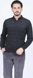 Raymons Erkek Desenli Polo Yaka Triko Sweat 6782257 Siyah