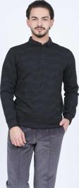 Raymons Erkek Desenli Polo Yaka Triko Sweat 6782273 Siyah